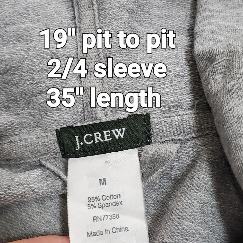 J.Crew Clean Girl Hooded Henley Dress Casual Minimalist Cotton Blend Size M Gray - Picture 4 of 5